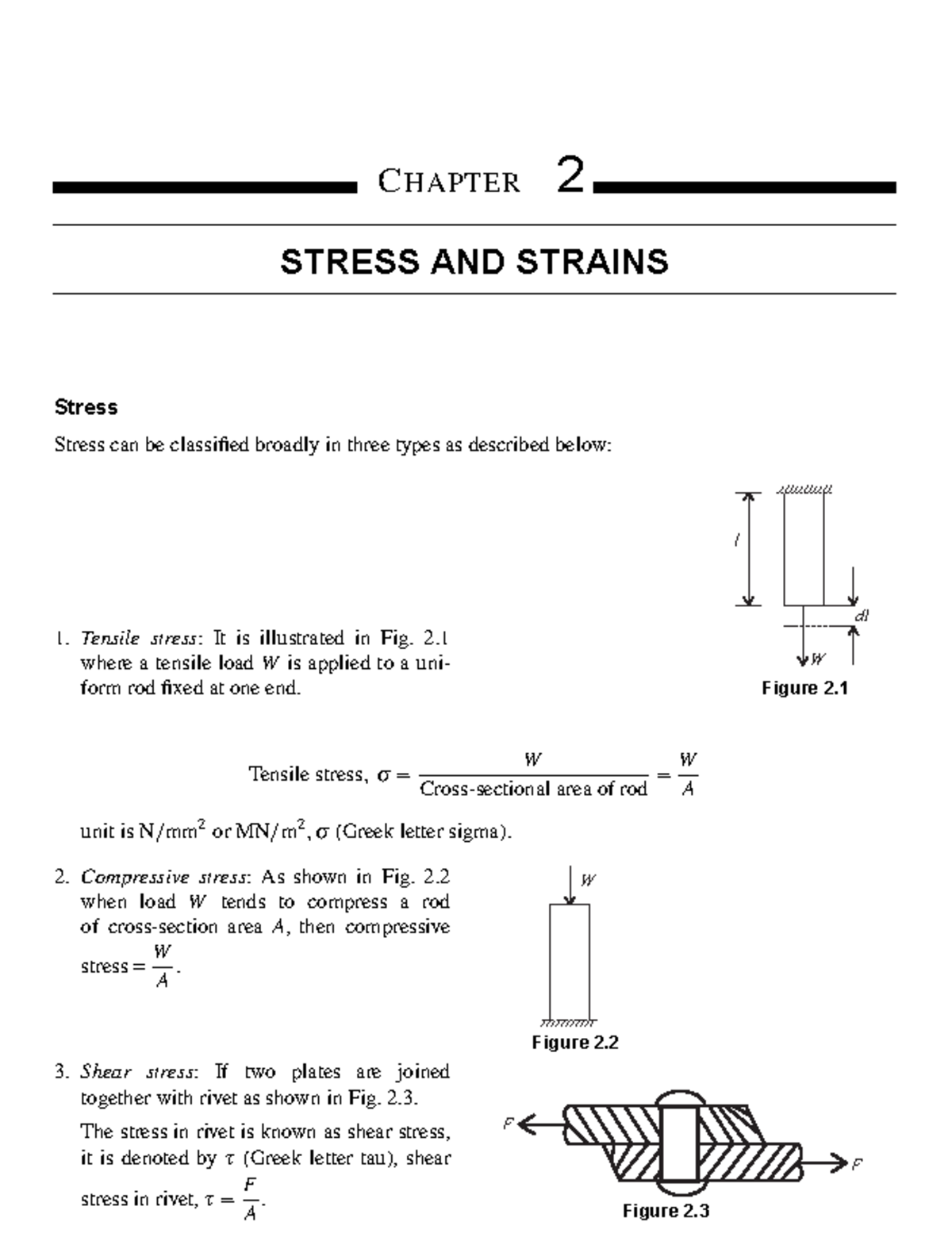 196 Sample-Chapter - C HAPTER 2 STRESS AND STRAINS Stress Stress can be ...