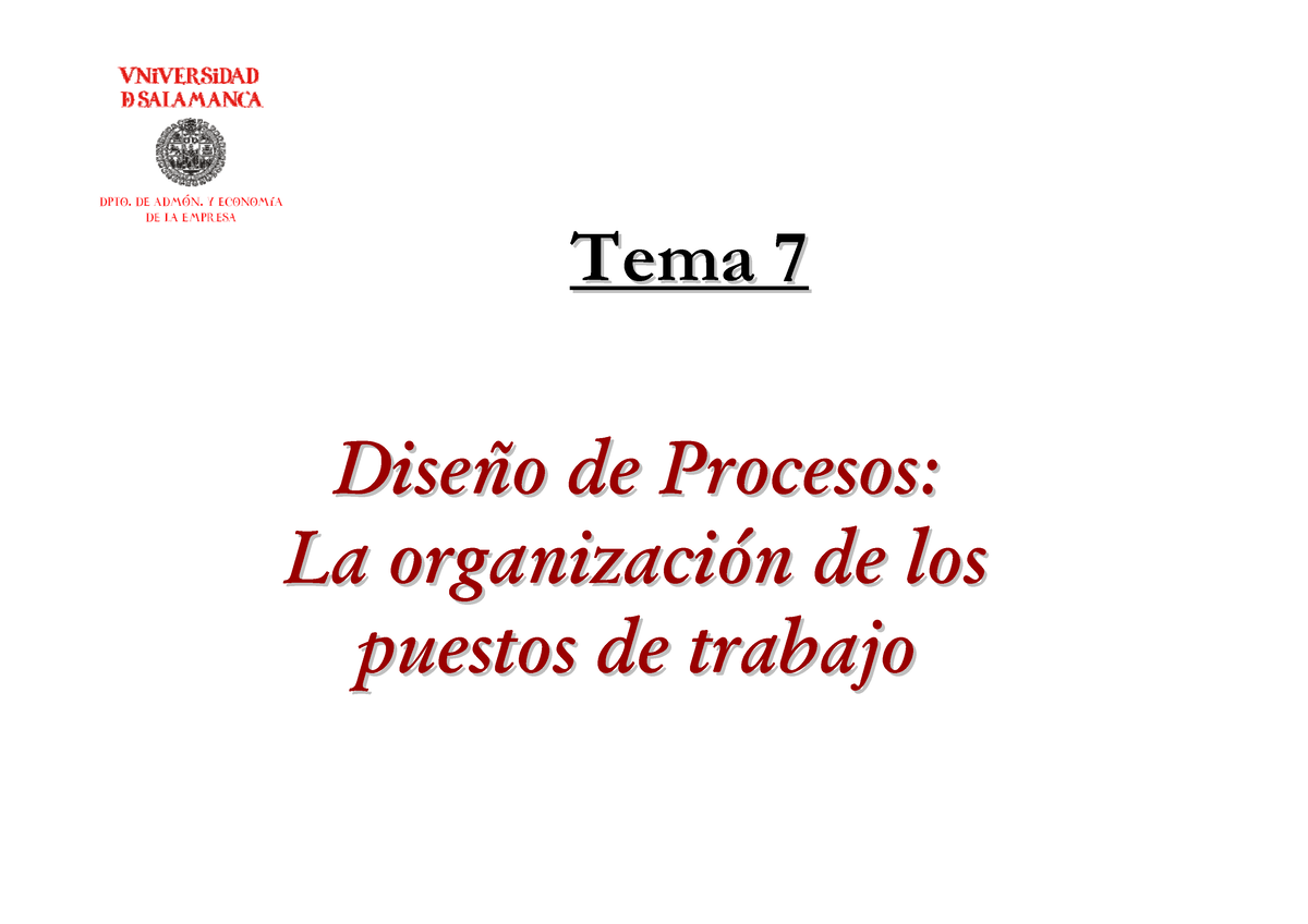 Tema Tema Tema Tema Dise Dise O De Procesos O De Procesos La Organizaci La Studocu