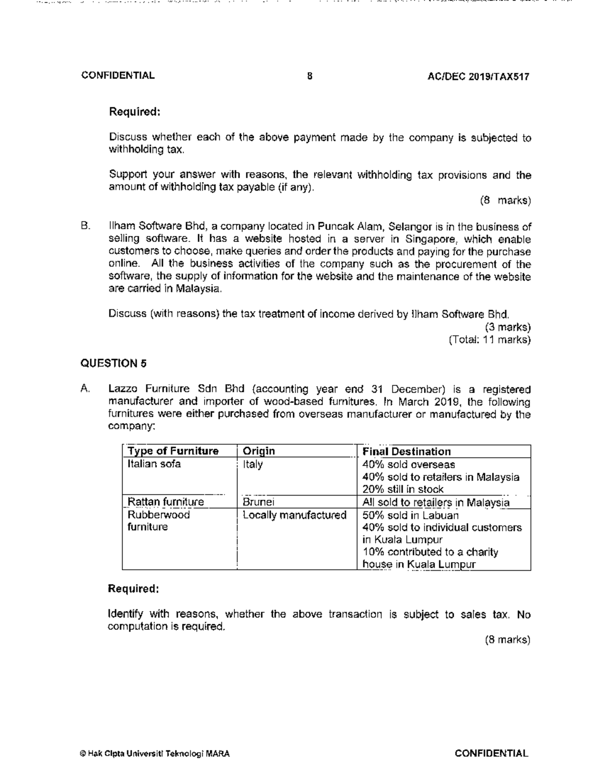 DEC19-TAX517 - PYQ - CONFIDENTIAL AC/DEC2019/TAX Required ...