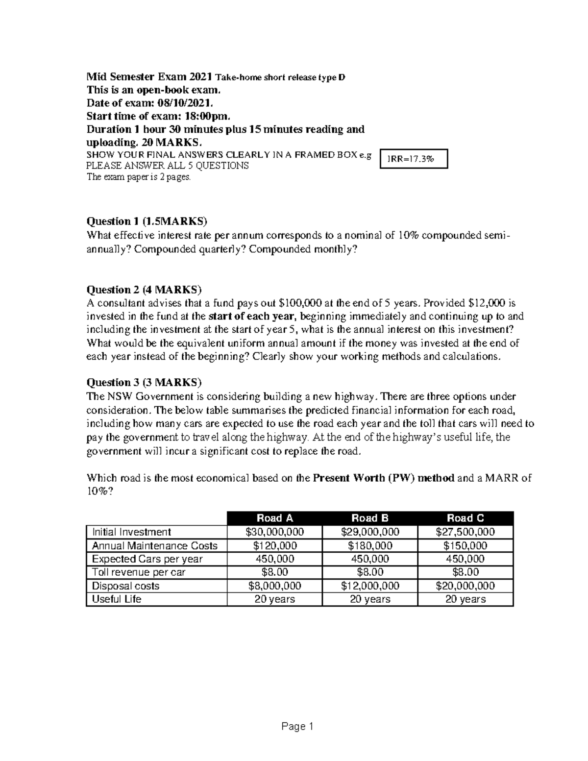 civl2812-mid-semester-exam-mid-semester-exam-2021-take-home-short