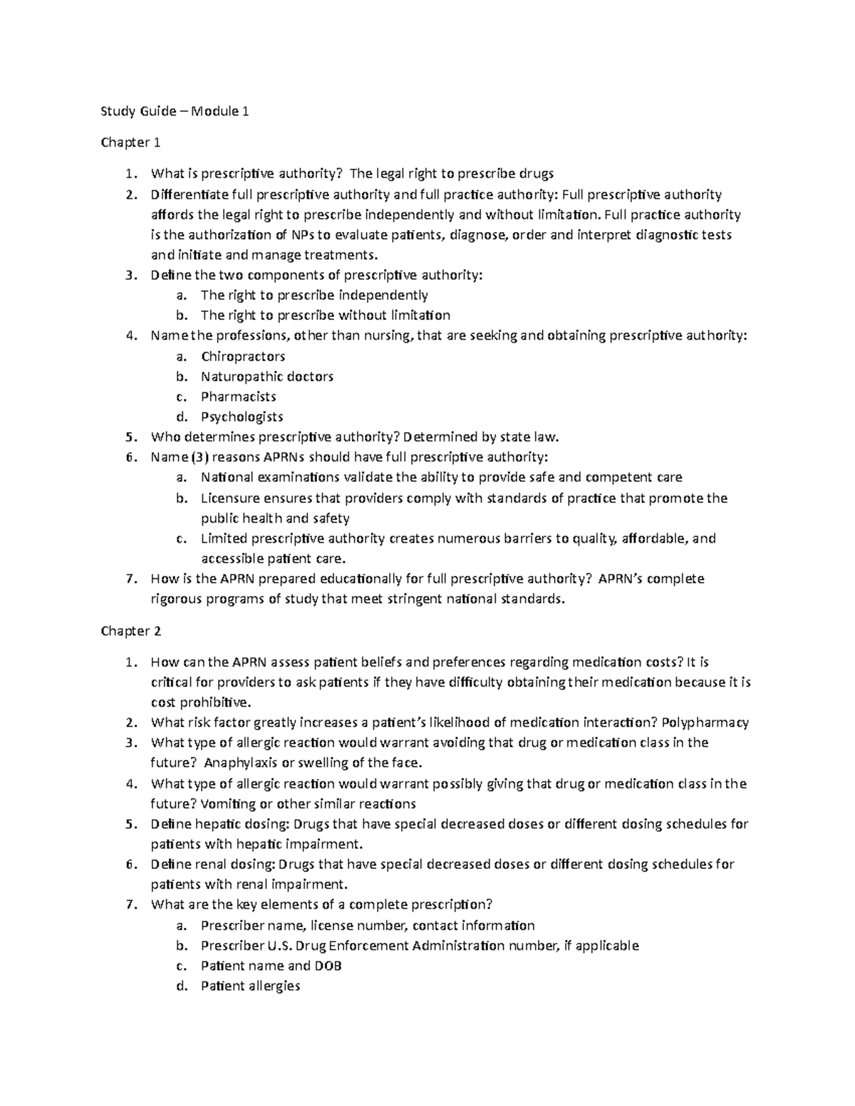 Study Guide for Module 1 Chapters 1-3 - Studocu