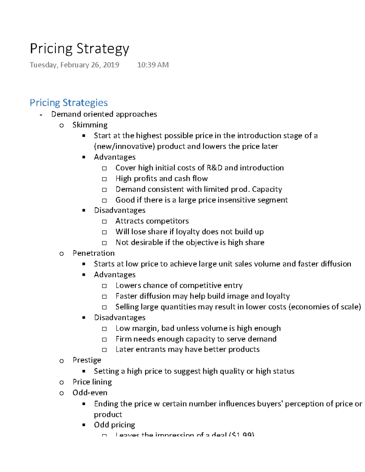 Pricing Strategy - Lecture notes Chapter 11 - Warning: TT: undefined ...