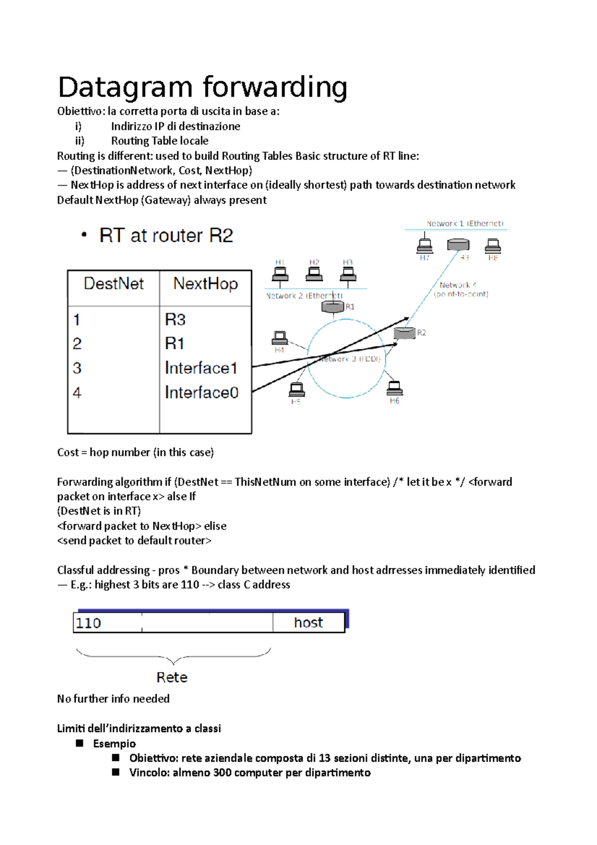 Subnetting - Datagram forwarding Obiettivo: la corretta porta di uscita ...