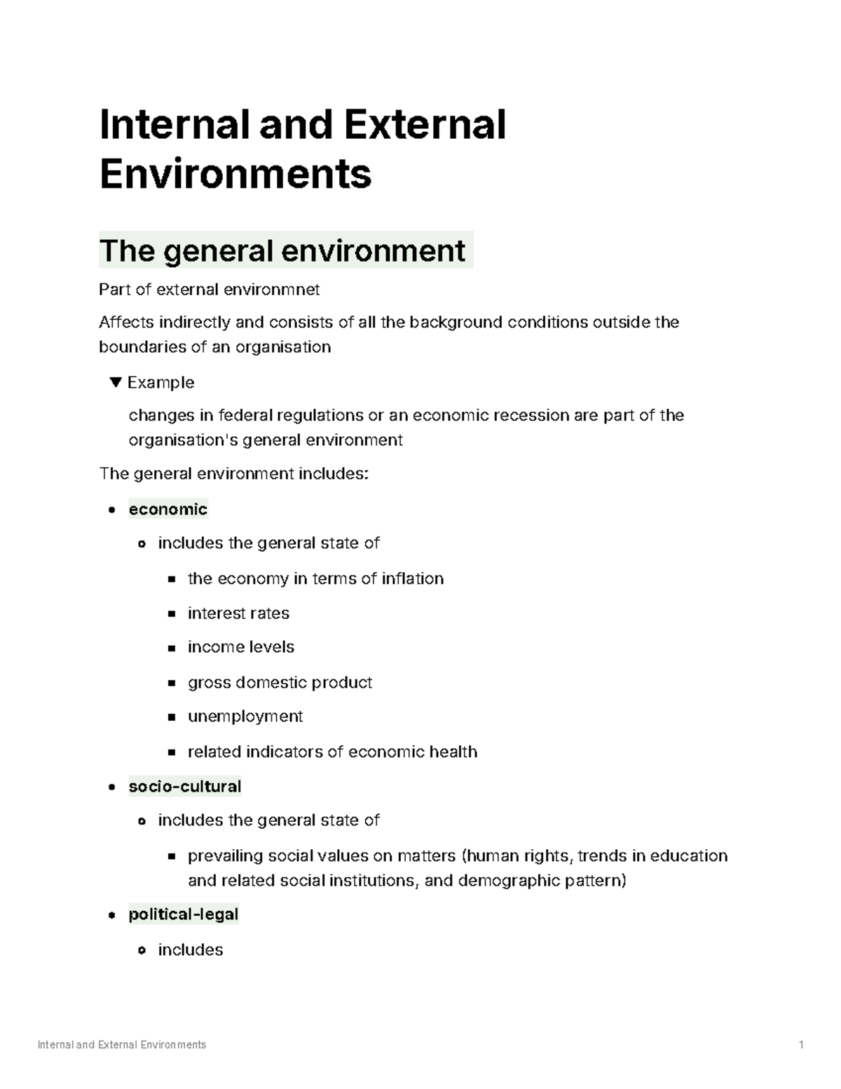 Internal and External Environments - Internal and External Environments ...
