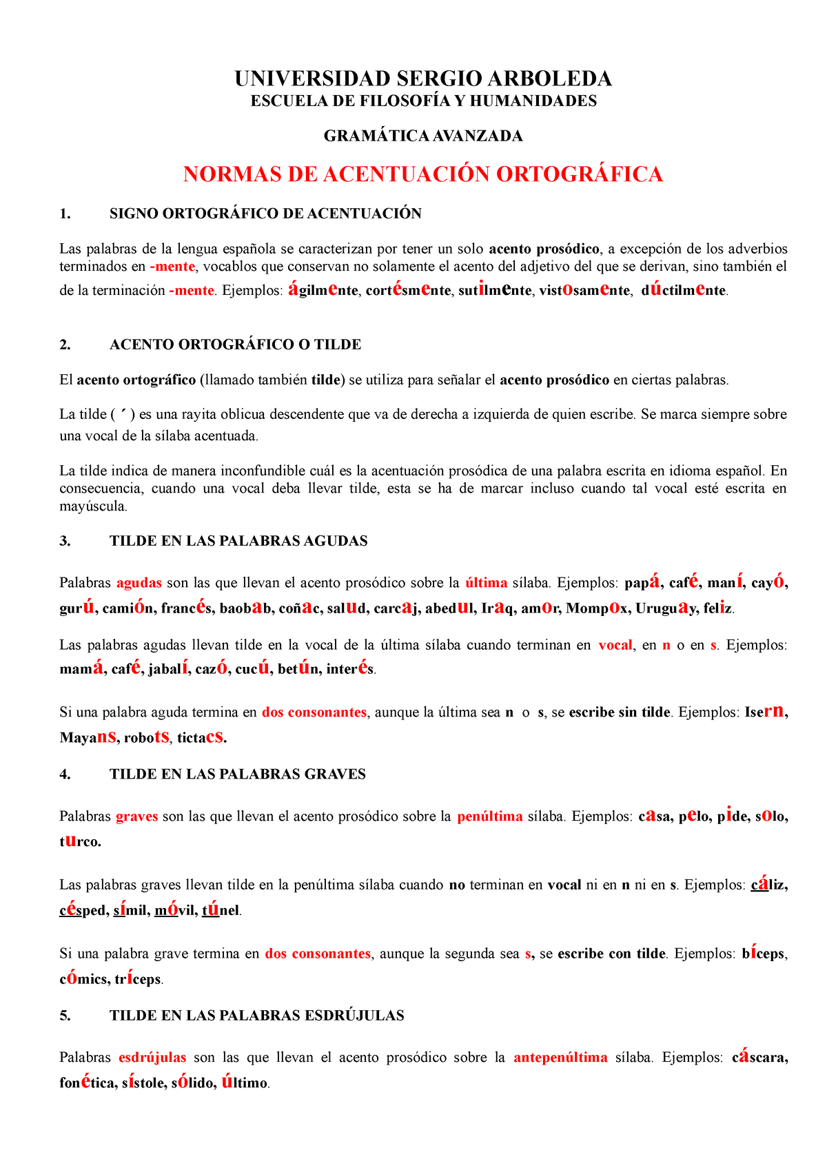 1. Teoría ( Normas Acentuación Ortogr - UNIVERSIDAD SERGIO ARBOLEDA ...