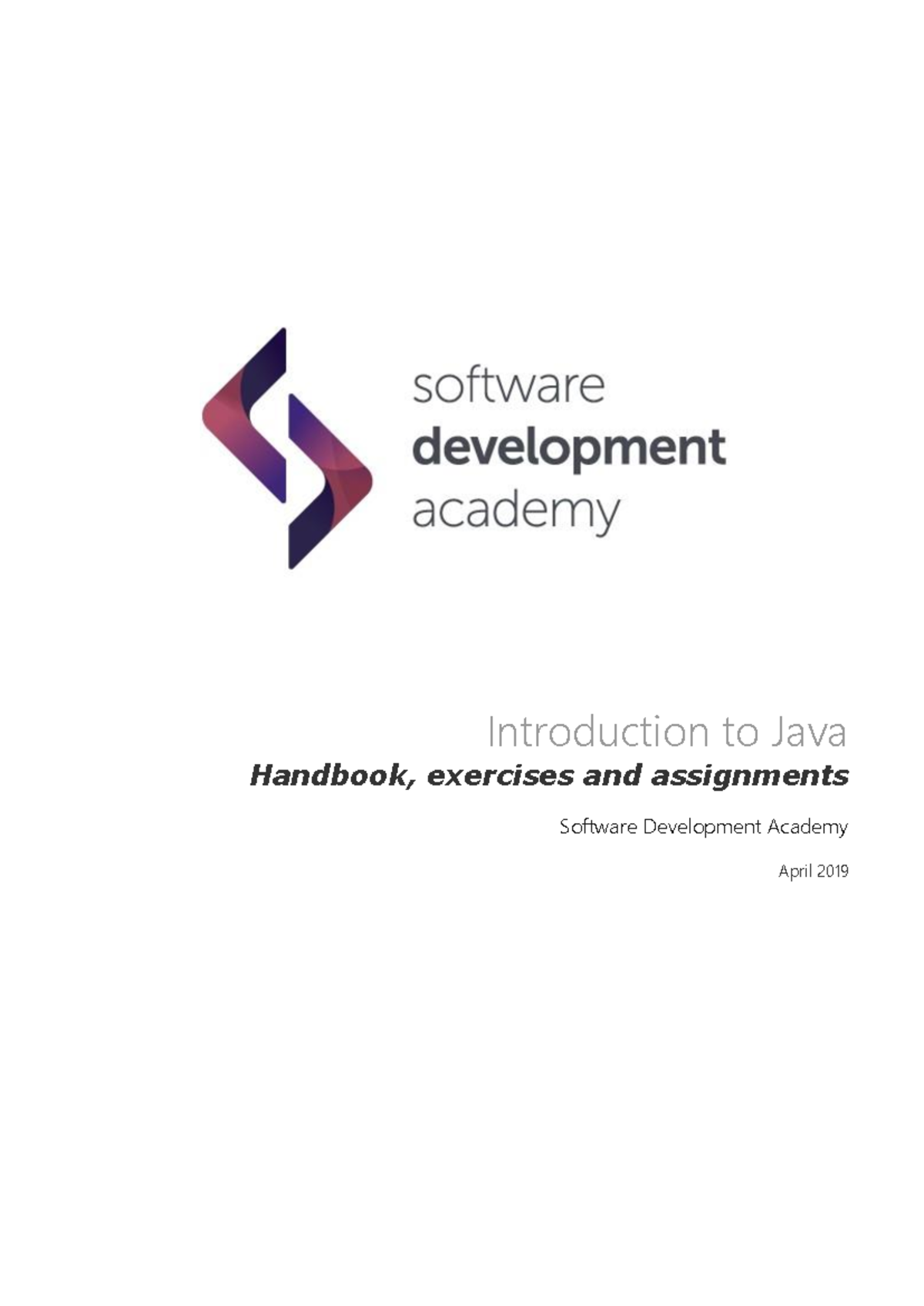 Introduction to Java workbook Introduction to Java Handbook