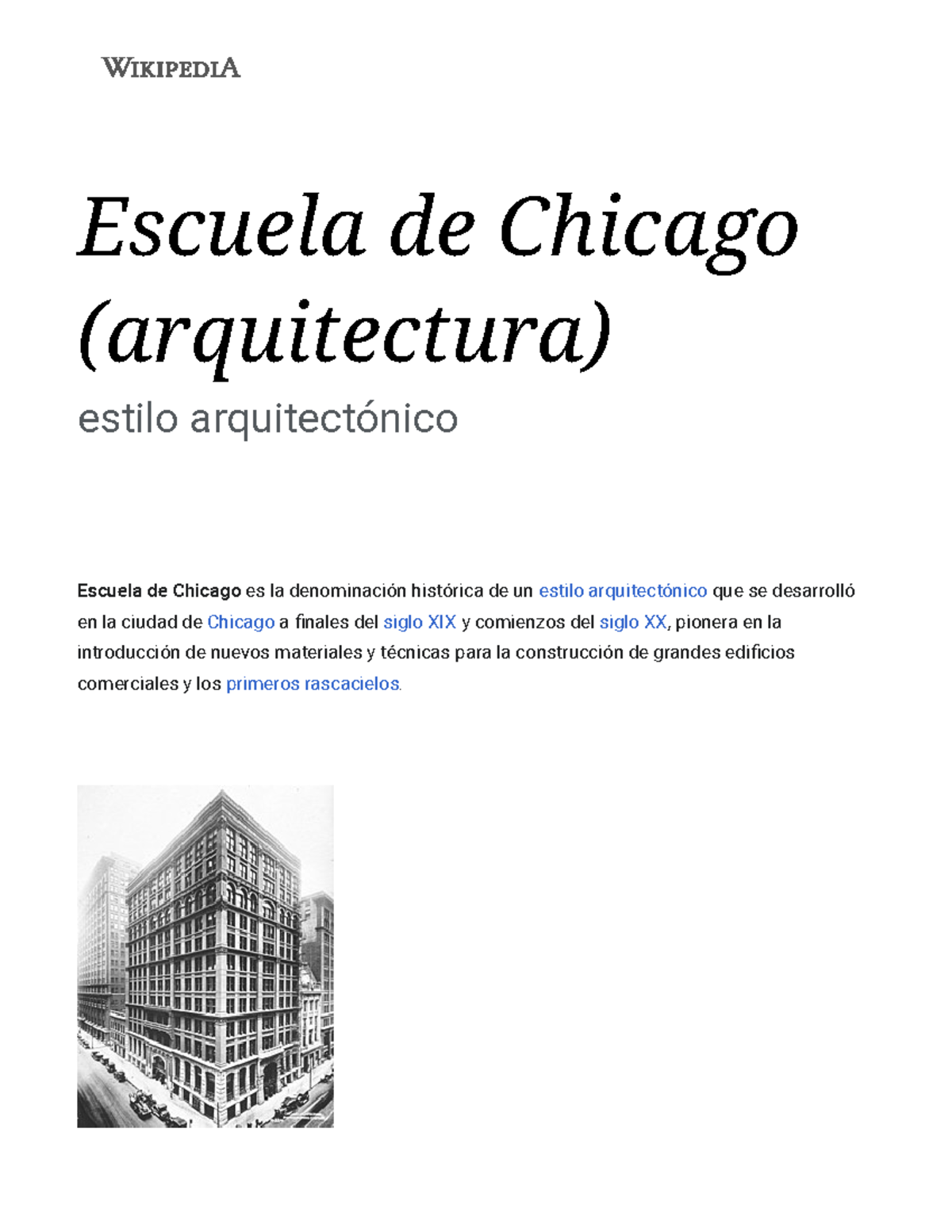 Escuela de Chicago (arquitectura) Wikipedia, la enciclopedia libre