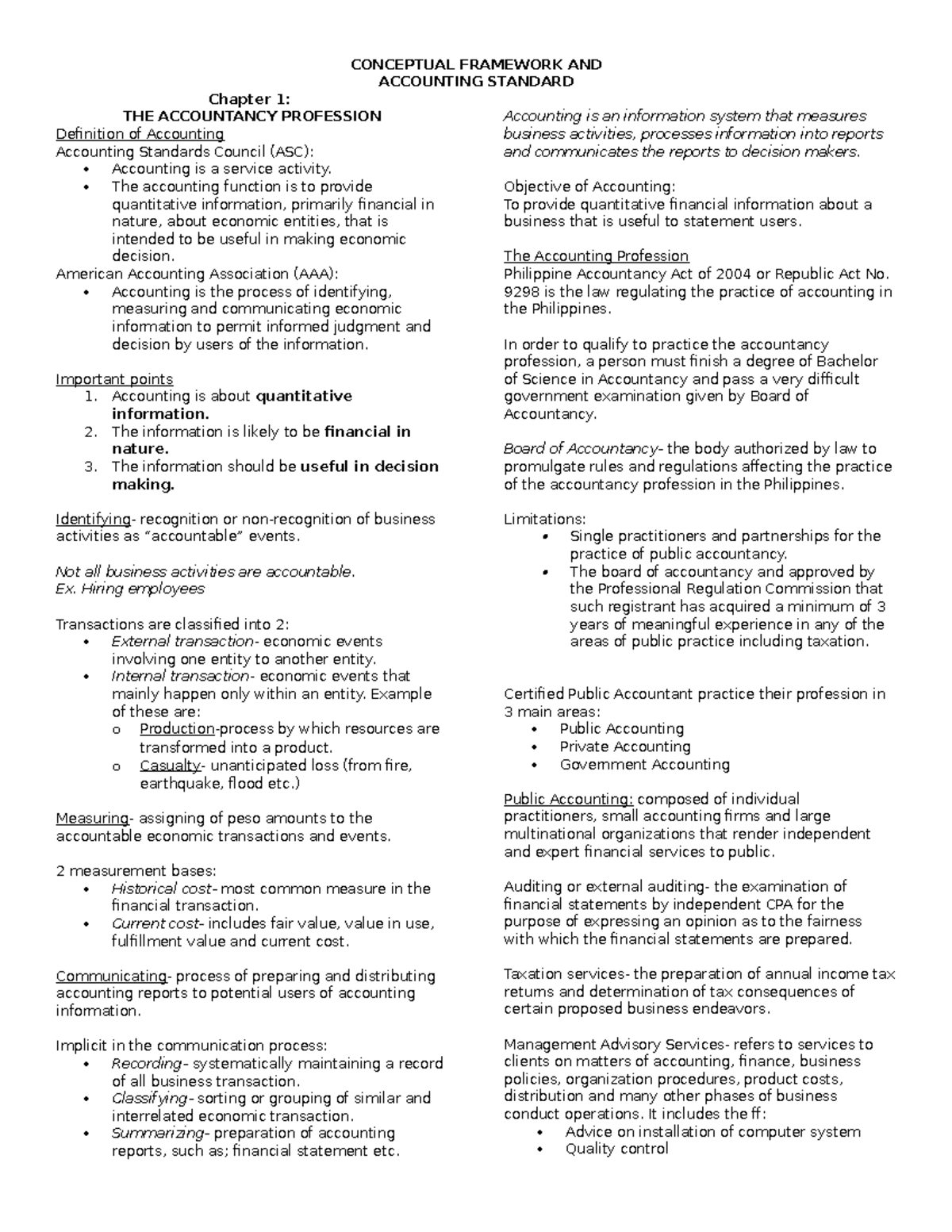 CFAS Reviewer - NOTES Accounting Conceptual Framework - CONCEPTUAL ...