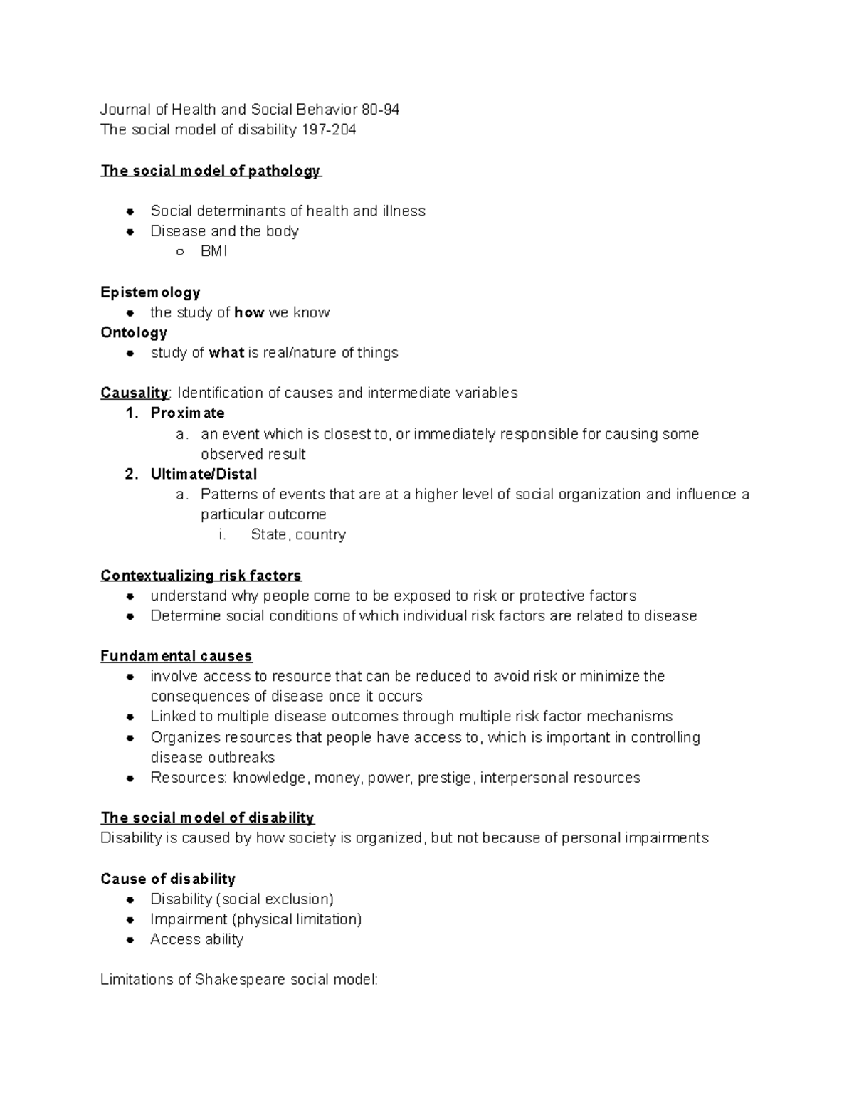 Social Model of Disability and Pathology: Health and Social Behavior ...