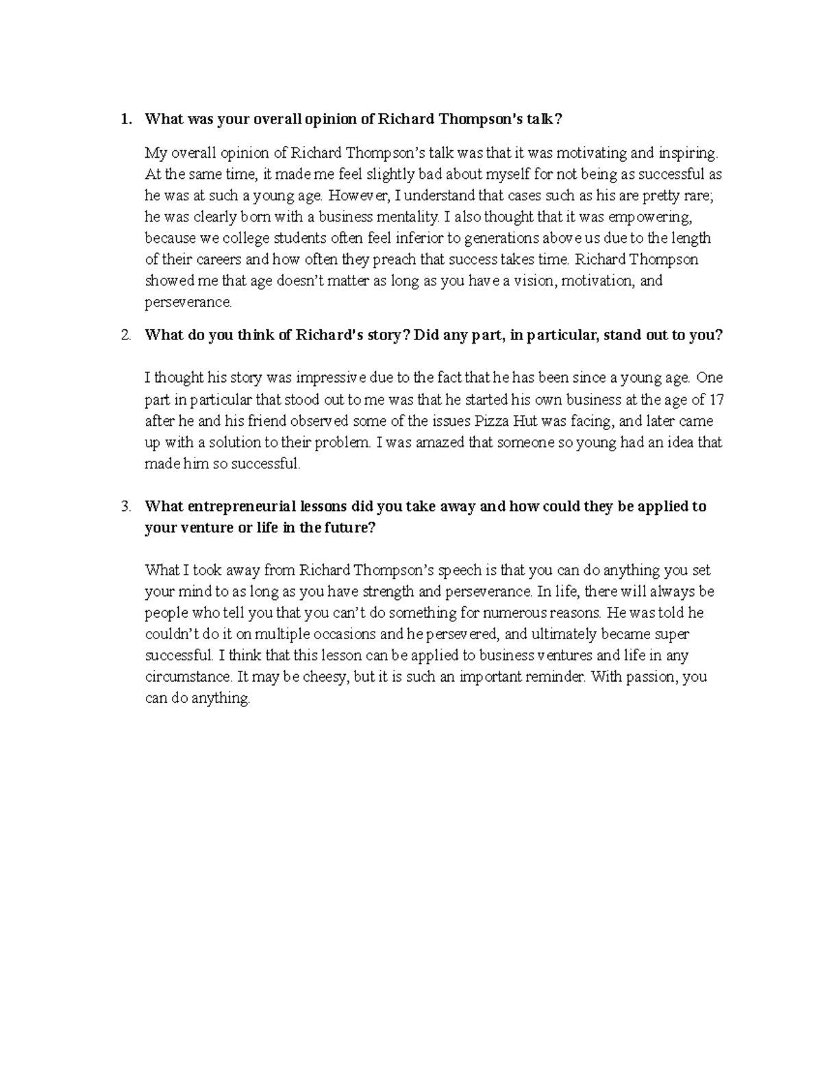 CEO 100 Event - This task was to write a reflection on a CEO's speech ...
