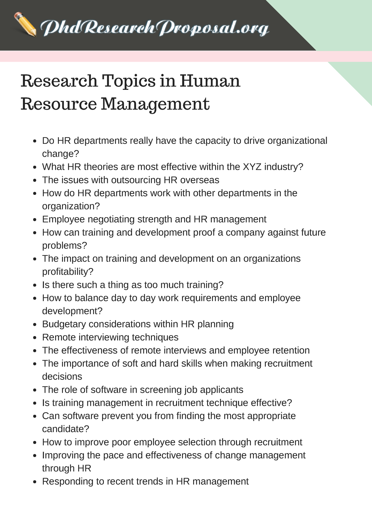 latest phd topics in human resource management