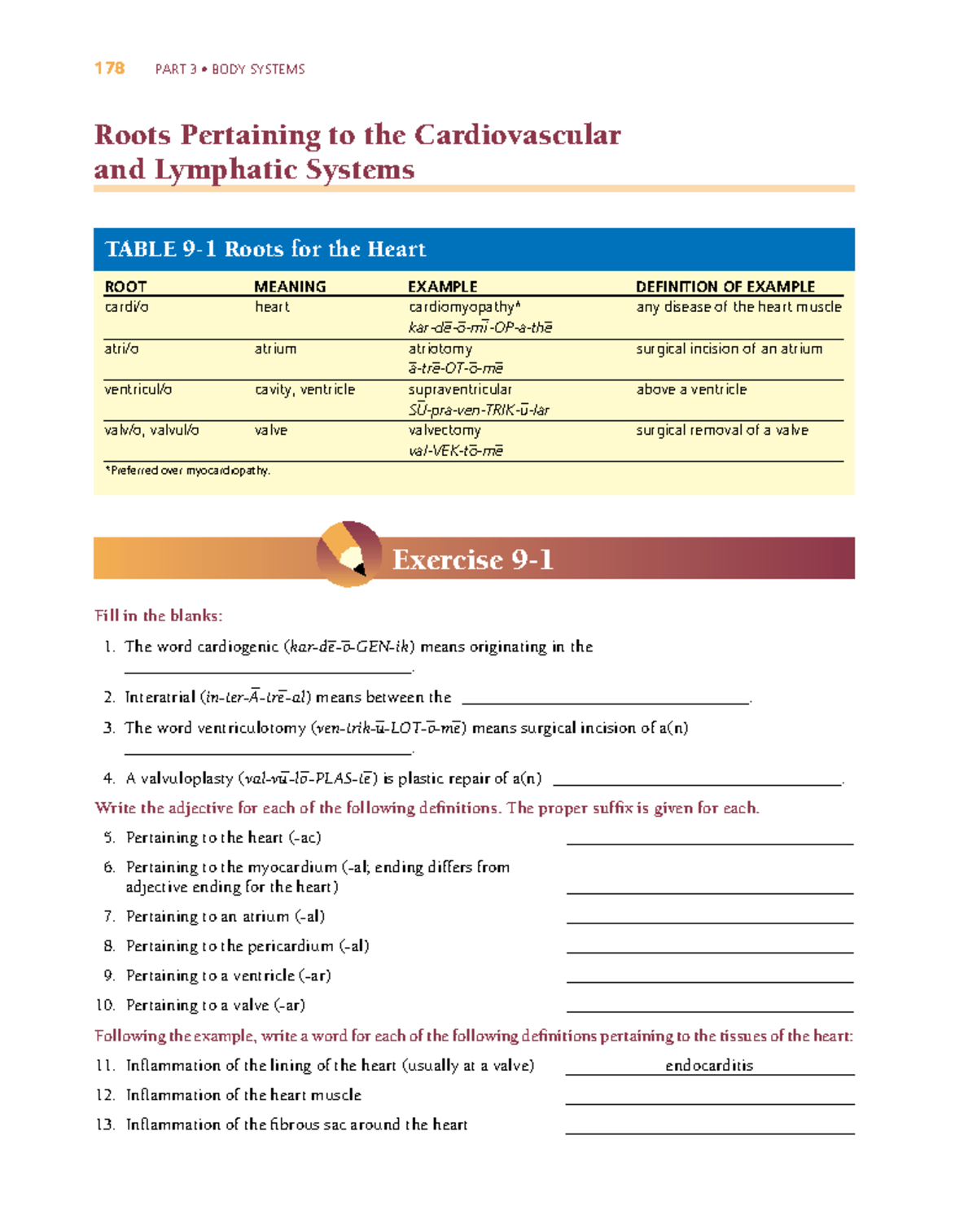Tarea Chapter 9 Answer medical terminology 178 PART 3 • BODY