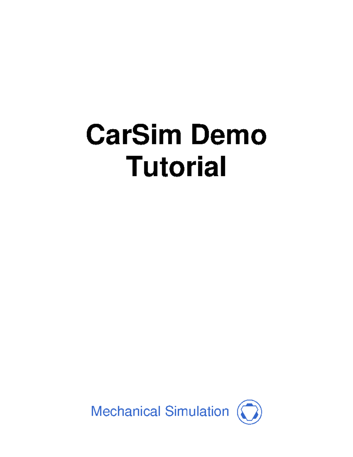 Car Sim Demo - Carsim tutorial pdf - Mechanical Simulation CarSim Demo ...