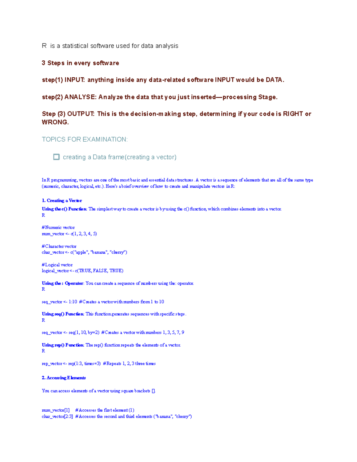 R - notes - R is a statistical software used for data analysis 3 Steps ...