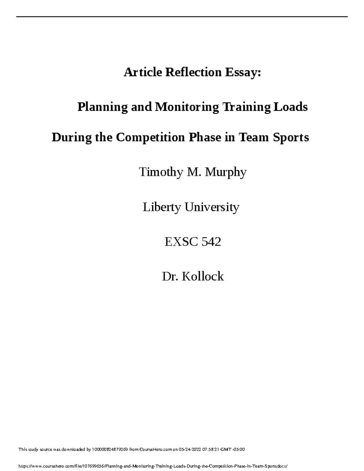 Planning and Monitoring Training Loads During the Competition Phase in ...