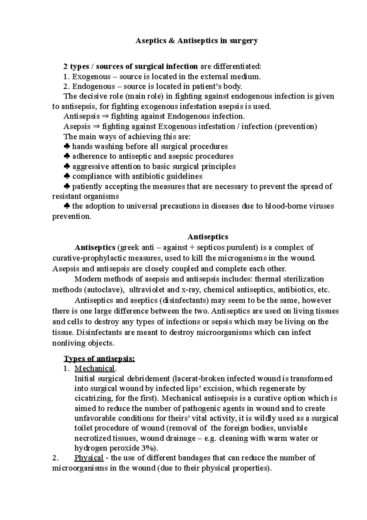 03251848 Antisepsis Asepsis Aseptics & Antiseptics in surgery 2 types