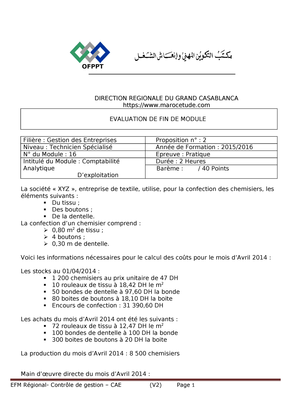 EFM REG CAE 15 V2 - OFPPT - OFPPT DIRECTION REGIONALE DU GRAND ...