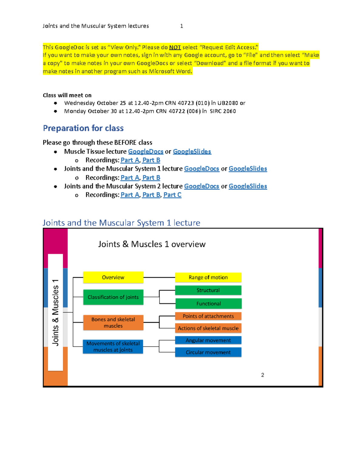Copy of Week 7 Joints and the Muscular System - This GoogleDoc is set ...