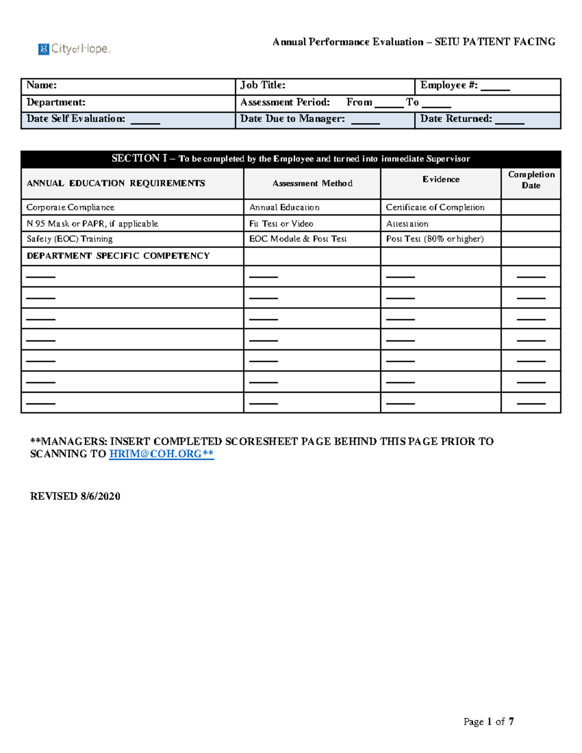 SEIU Patient Facing (PF) Evaluation 2023 - Annual Performance ...