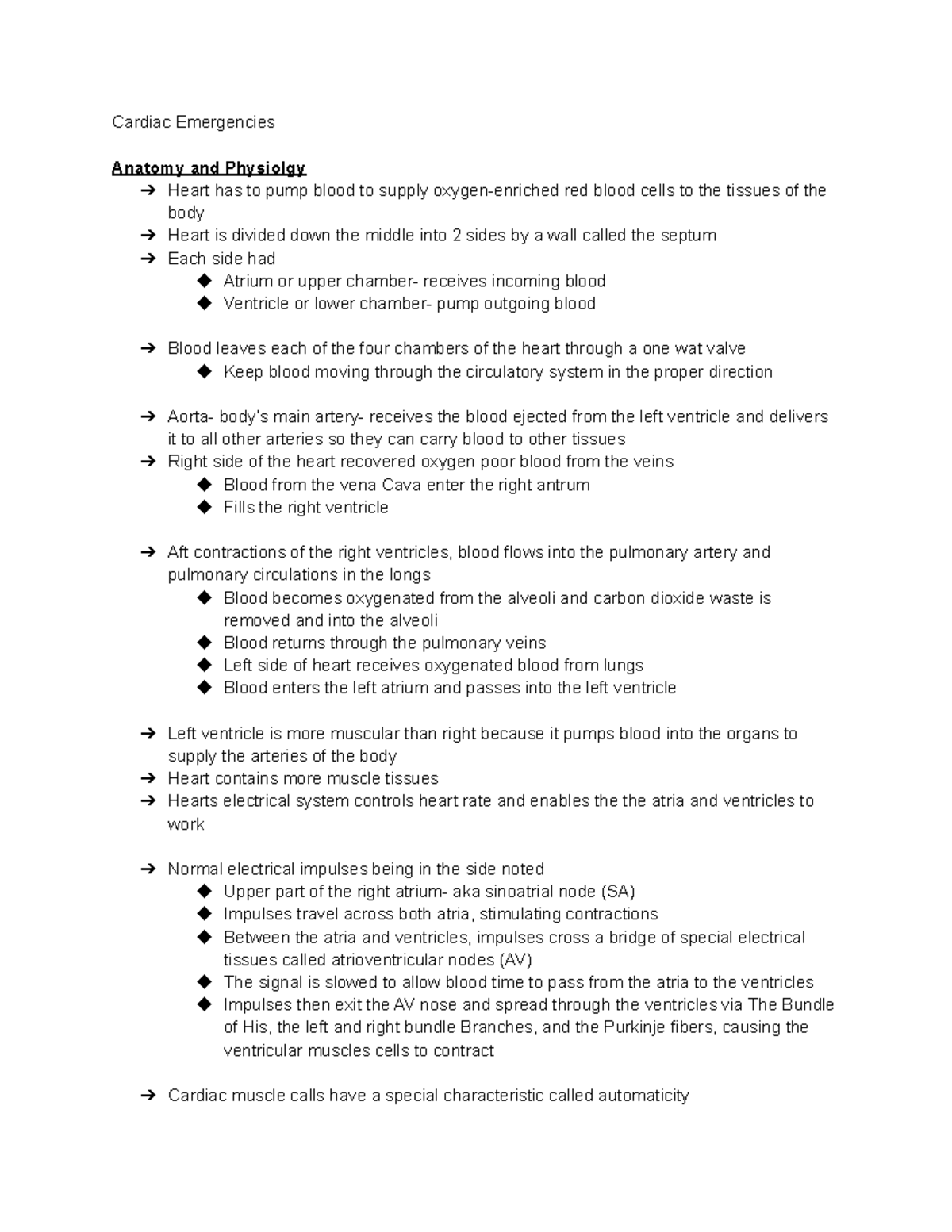 Chapter 16 Lecture notes 16 Cardiac Emergencies Anatomy and