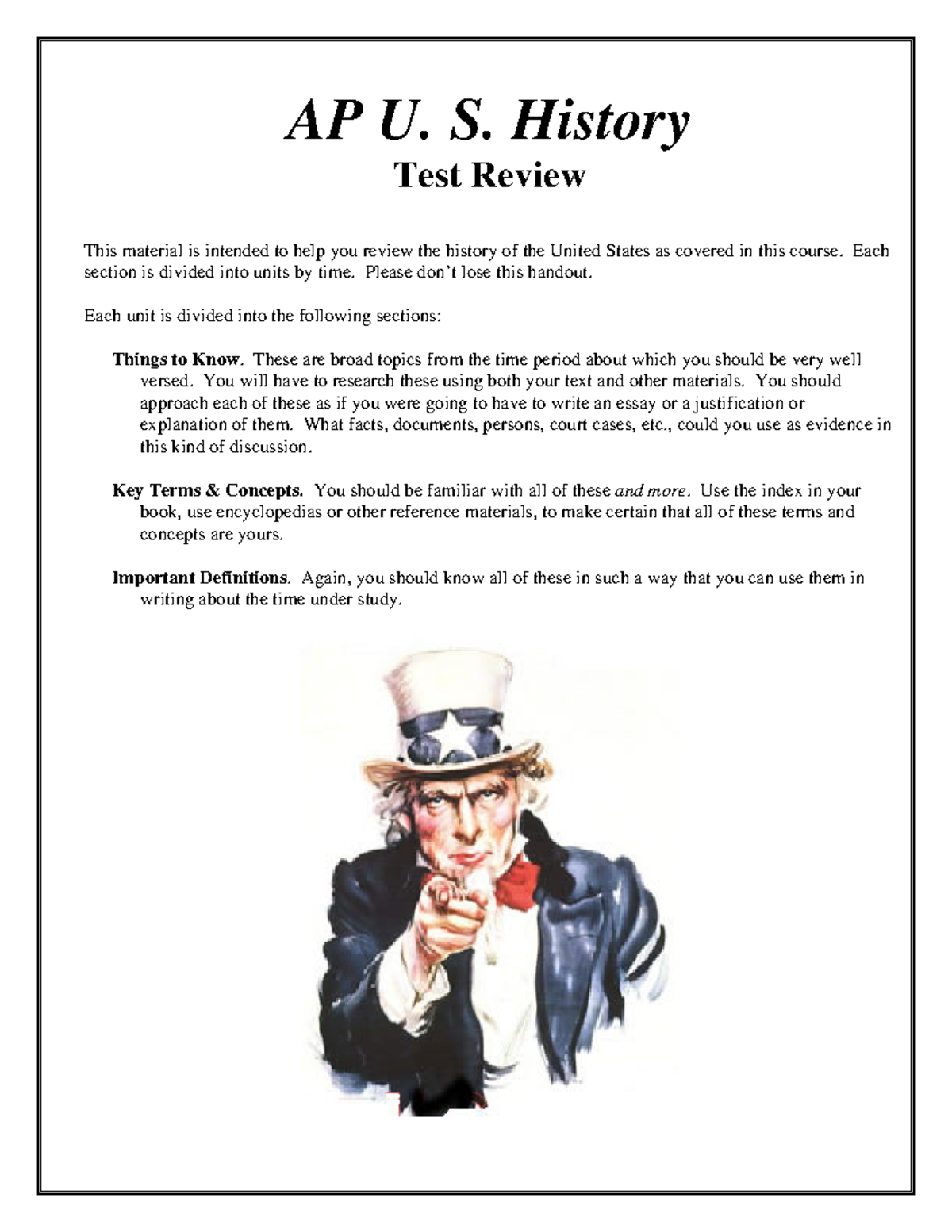 AP U.S. History Test Review - Studocu