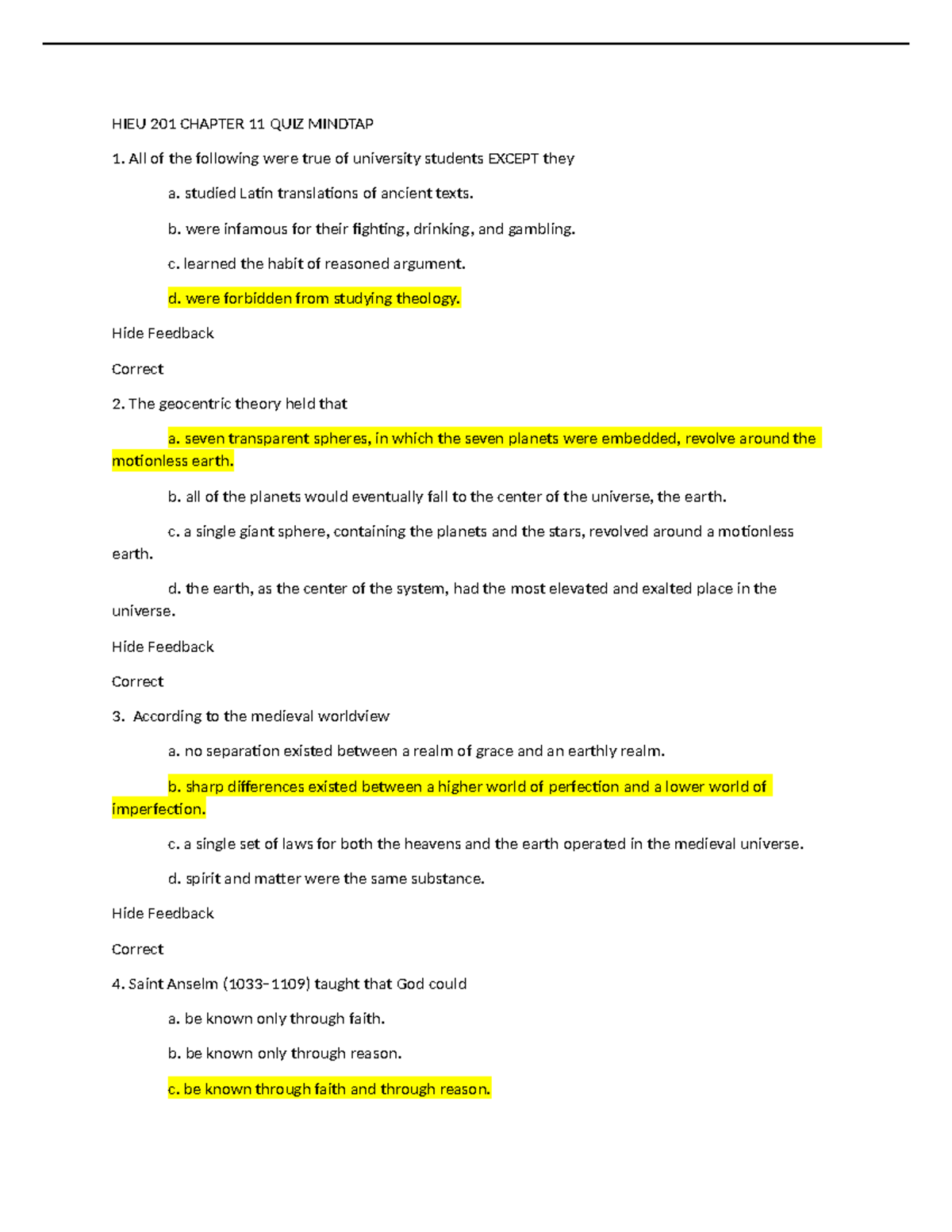 Ch 11 Quiz - Ch 11 Quiz - HIEU 201 CHAPTER 11 QUIZ MINDTAP All Of The ...