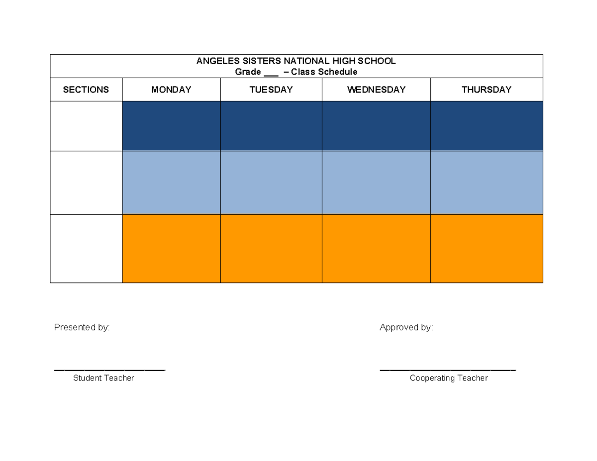 Asnhs Class Schedule Format - Civil engineering - ANGELES SISTERS ...