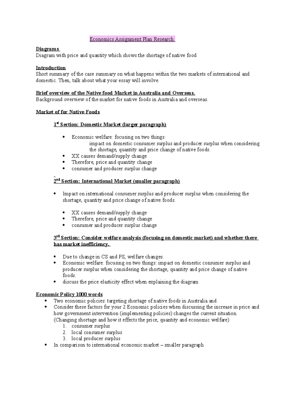 Economics research plan - Economics Assignment Plan Research Diagrams ...