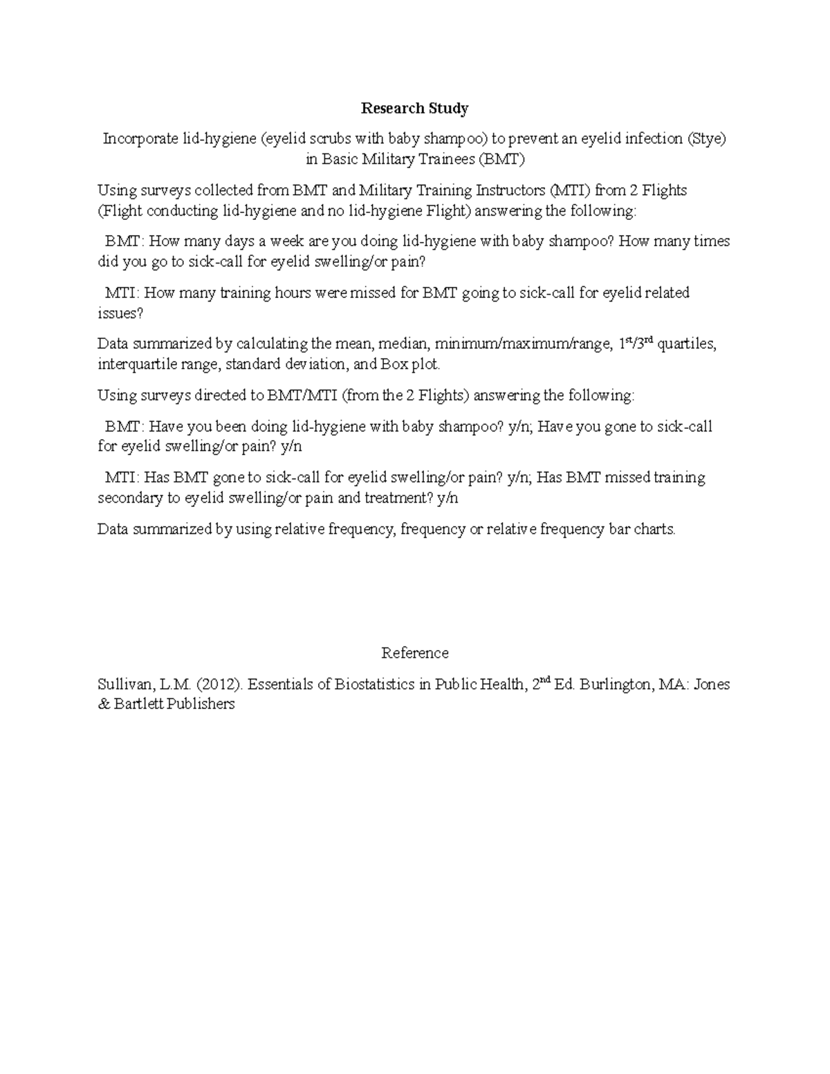 Wk2 Research Study BF Research Study Incorporate lidhygiene