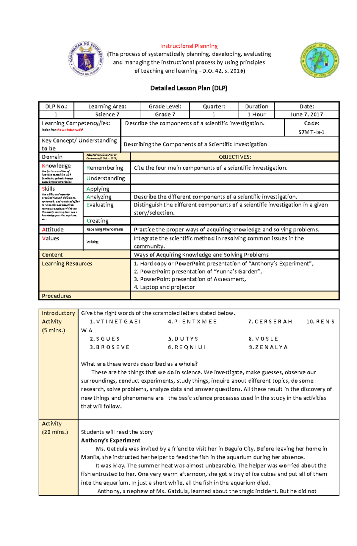 Ilide - notes - Instructional Planning (The process of systematically ...