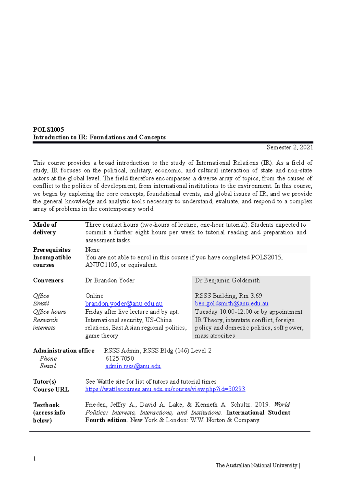 POLS1005 2021-8-13 Guide - POLS Introduction to IR: Foundations and ...