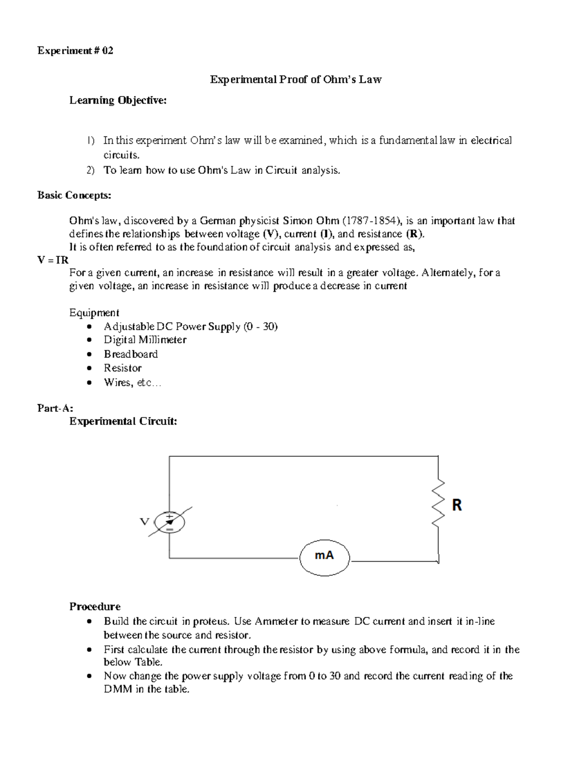 EXP 2 Lab Experiment 02 Learning Objective Experimental Proof of