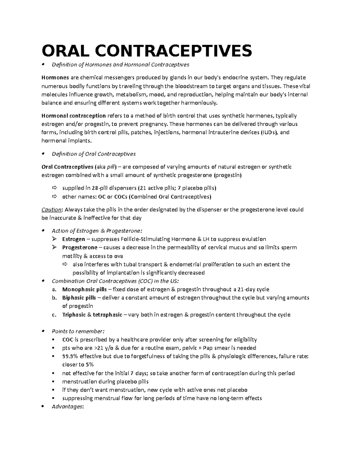 MCN Oral Contraceptives Pills ORAL CONTRACEPTIVES Definition of