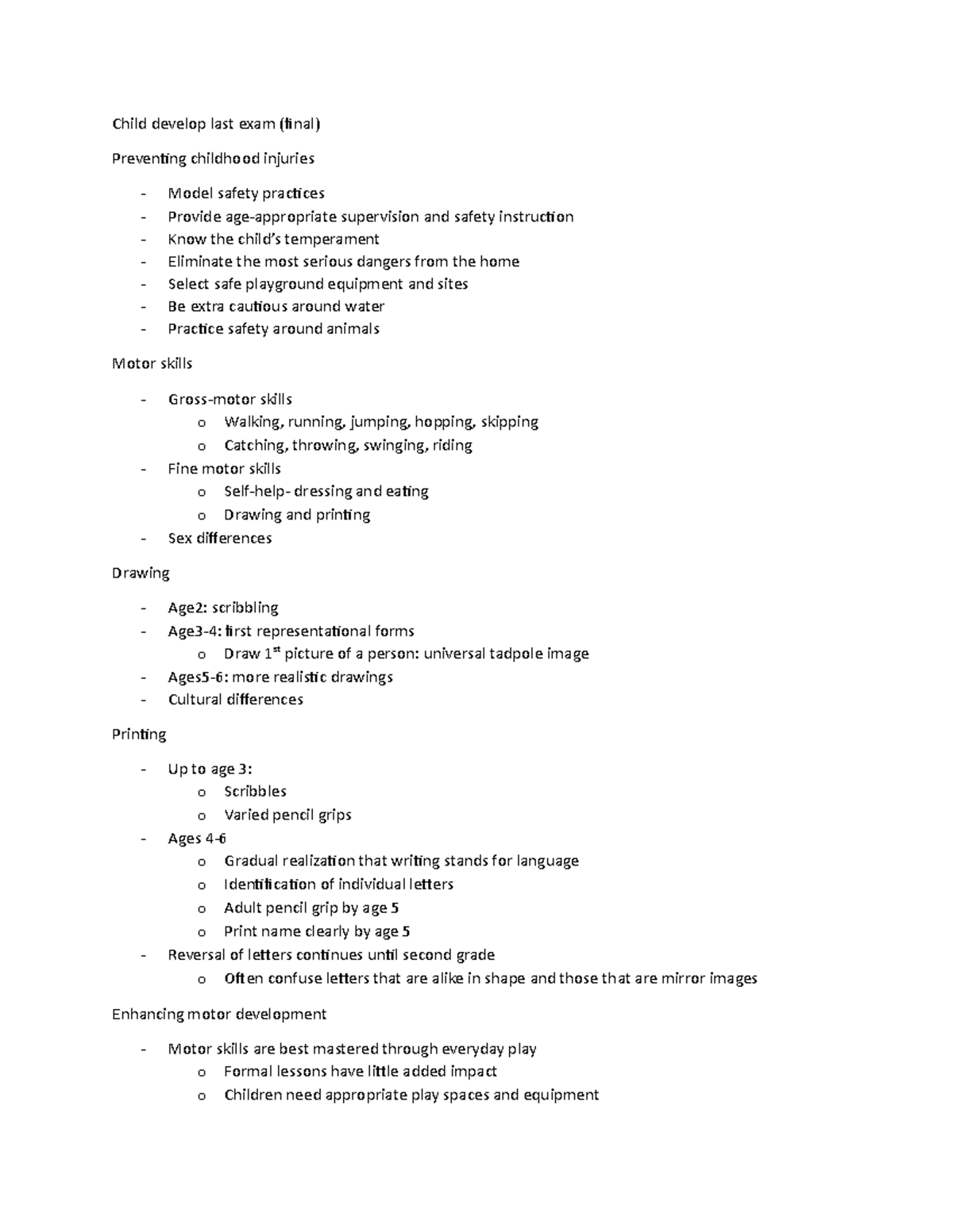 Child development final Child develop last exam (final) Preventing