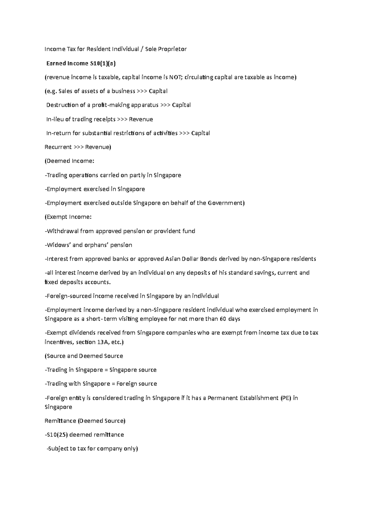 Cfp mod 3 notes Tax for Resident Individual / Sole Proprietor Earned S10(1)(a