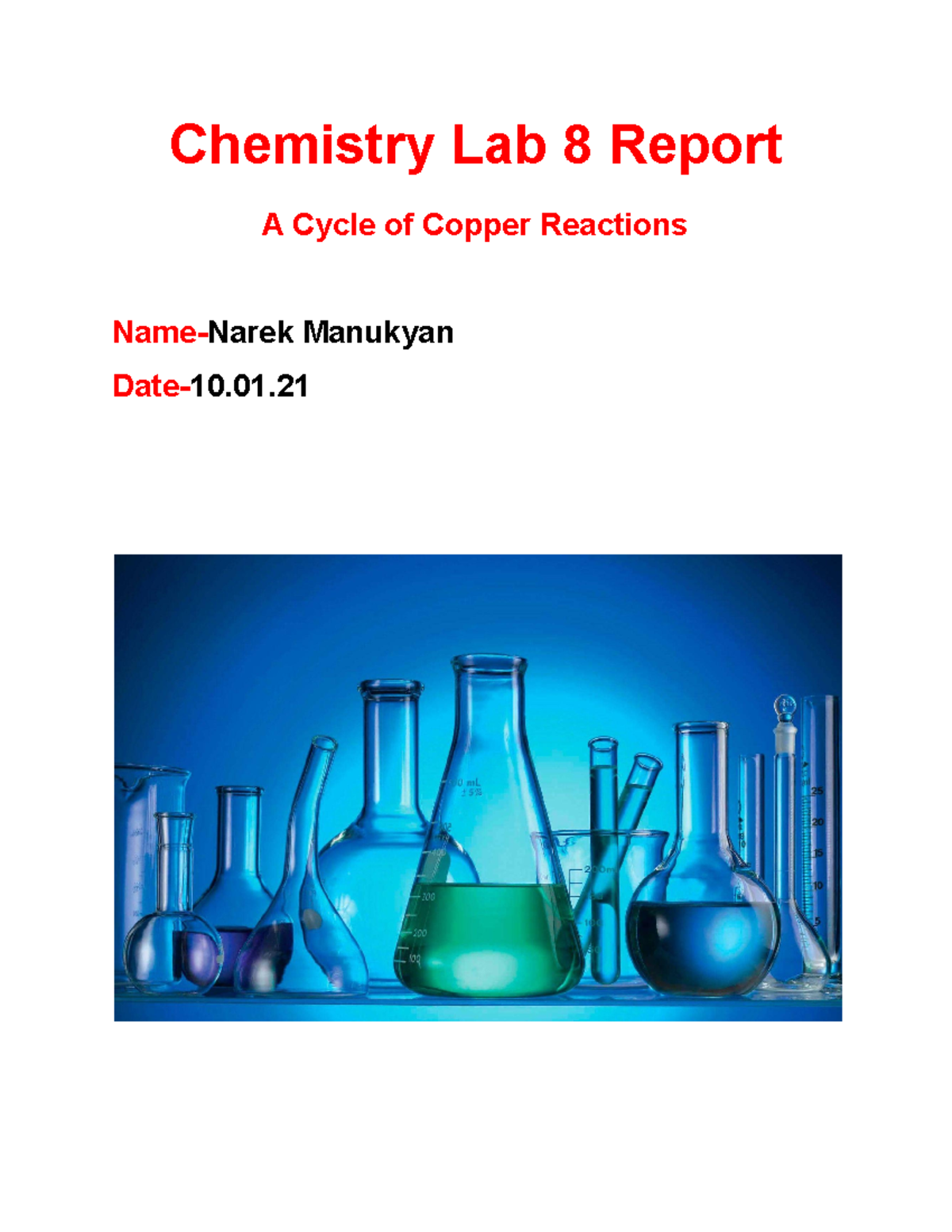 Labukik - Lab Report - Chemistry Lab 8 Report A Cycle Of Copper ...