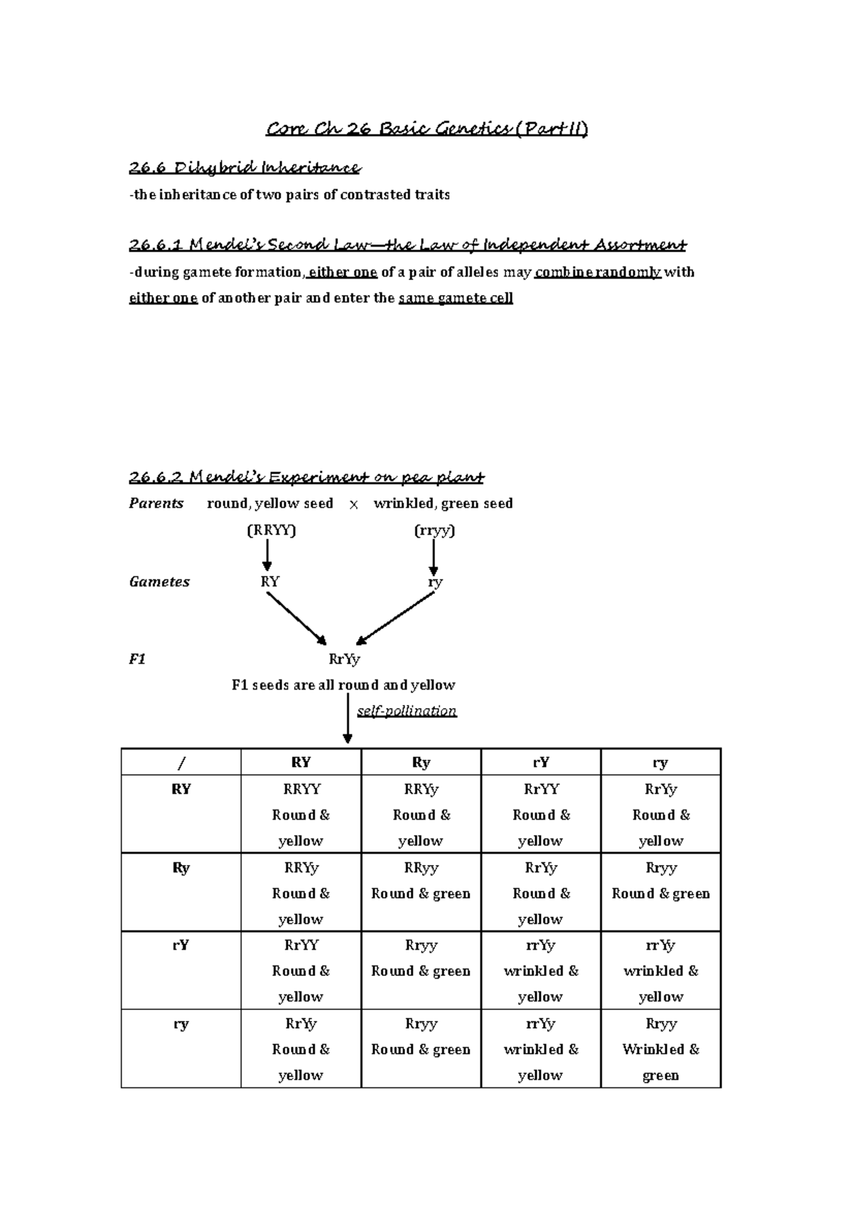 Core Ch 26 Basic Genetic part 2 - Core Ch 26 Basic Genetics (Part II ...