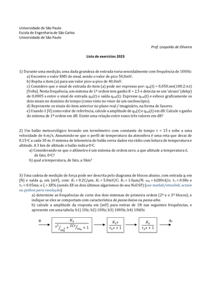 Lista de exercicios - LISTA DE EXERCÍCIOS Disciplina de Física Experimental  I 1) Quantos algarismos - Studocu