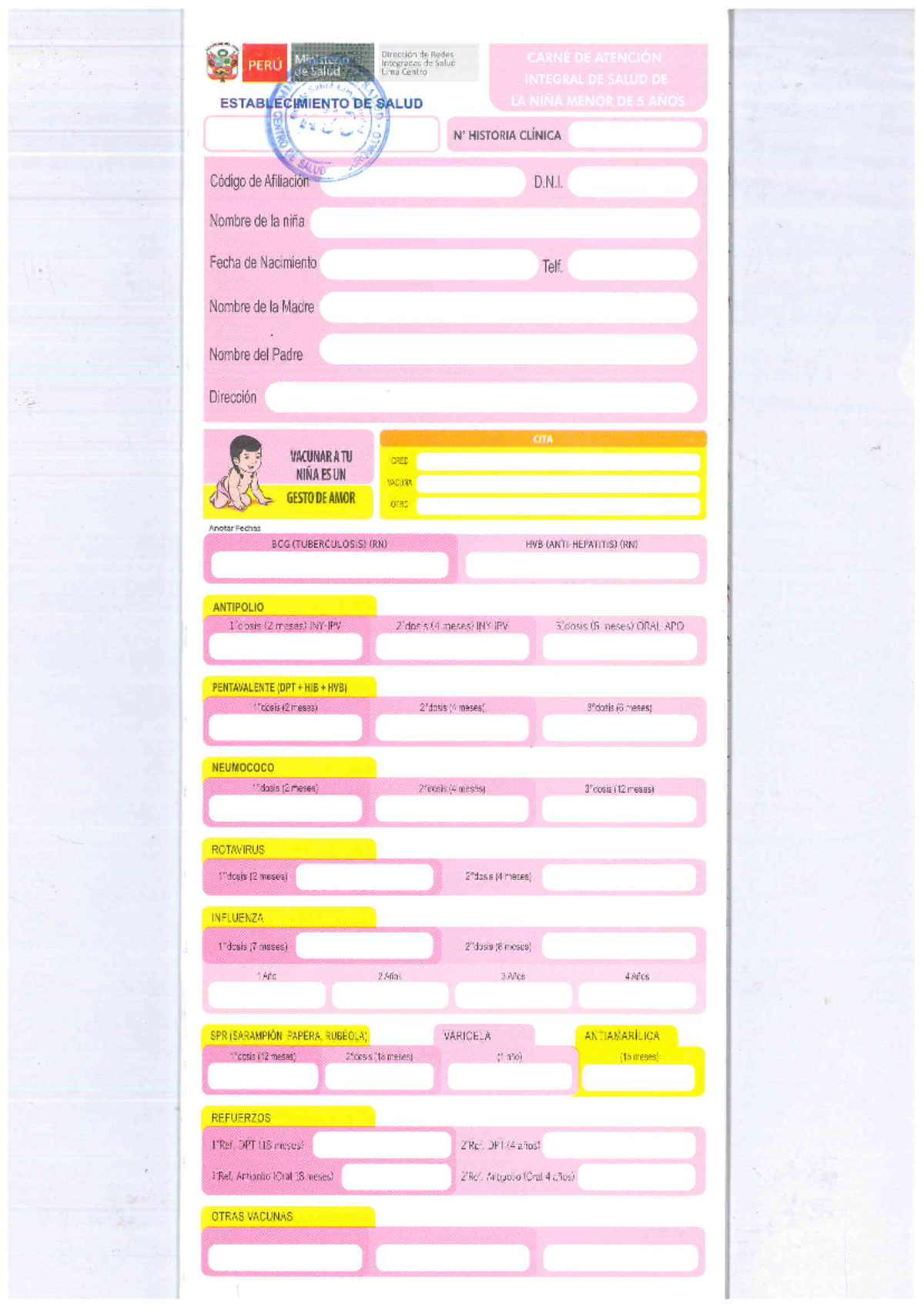Carnet de Atención integral de la niña - Enfermería en Salud del Niño y ...