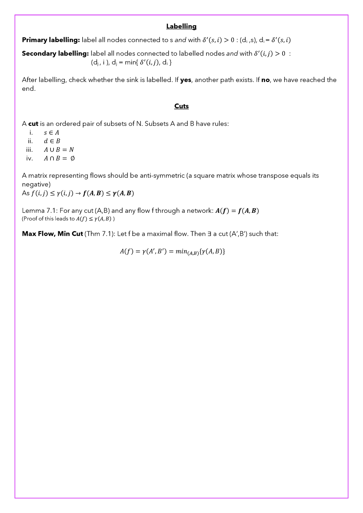 Optimisation Methods of Operational Research Labelling and Cuts ...