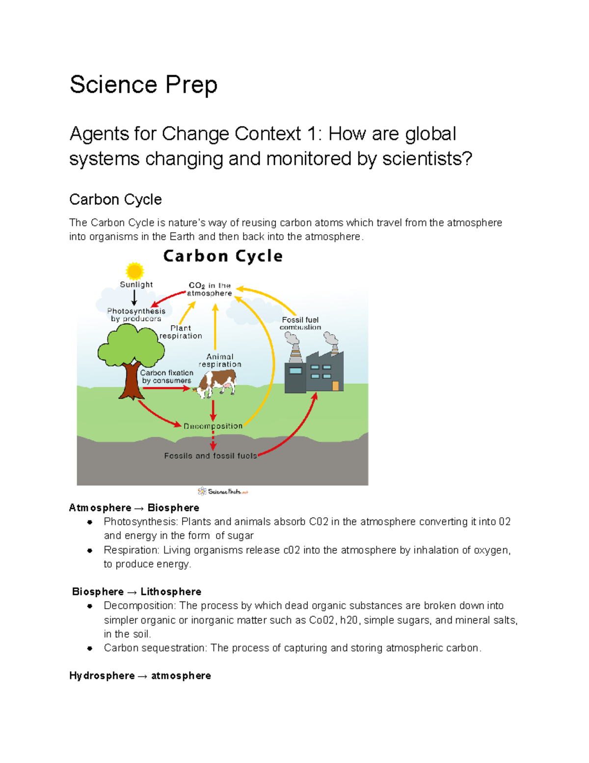 Science prep - Science Prep Agents for Change Context 1: How are global ...