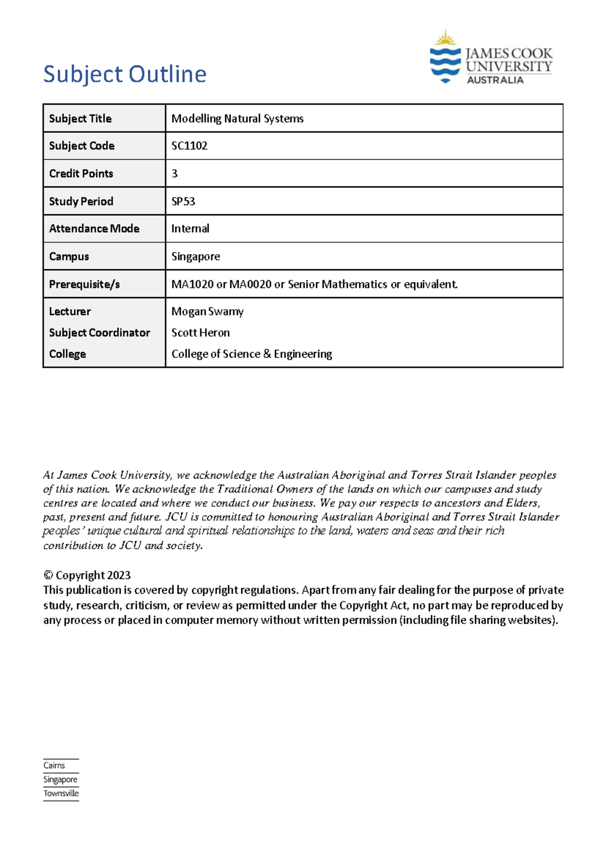 2023 SC1102 SIN SP53 INT Subject outline - Subject Outline Subject ...