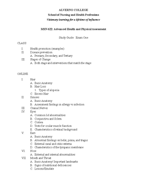 Exam 1 Study Guide Heent - Advanced Physical Assessment Exam 1 Study ...