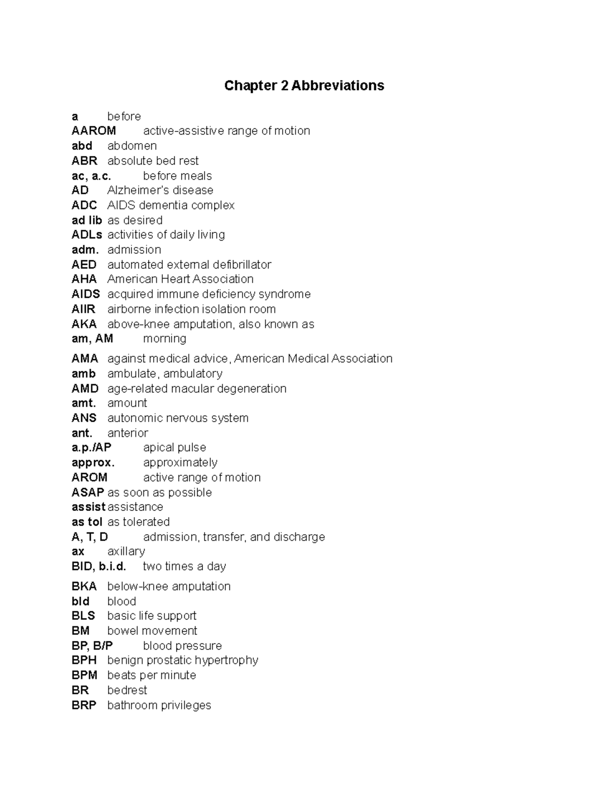 cna-abbreviations-chapter-2-abbreviations-a-before-aarom-active