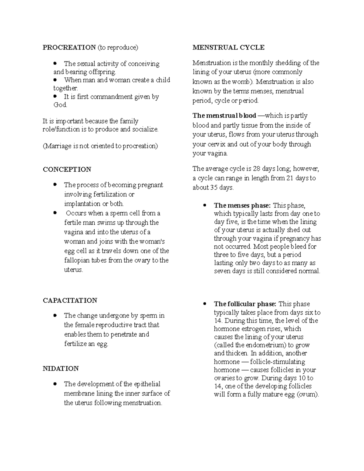 Maternal - PROCREATION (to reproduce) The sexual activity of conceiving ...