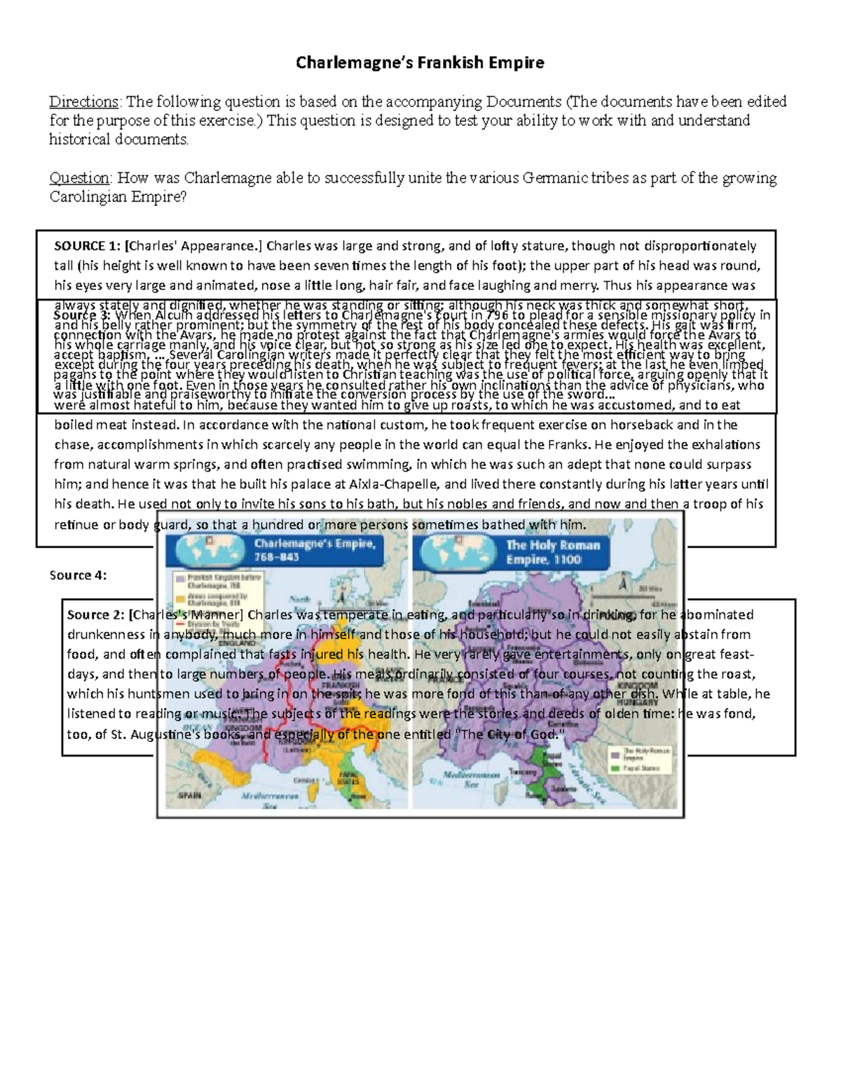 Charlemagne's Empire DBQ Charlemagne’s Frankish Empire Directions