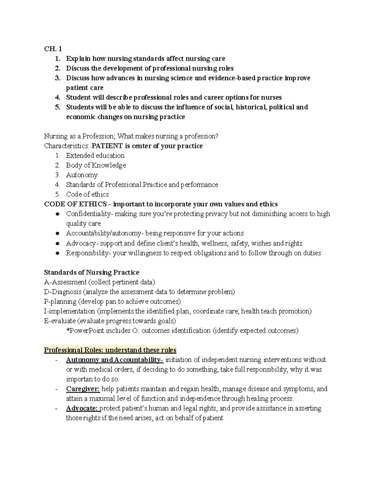 standard 1 thinks critically and analyses nursing practice example