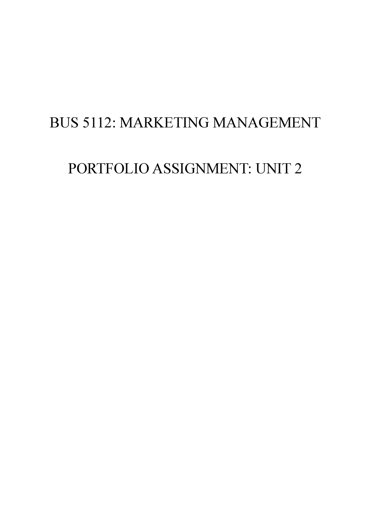 portfolio assignment unit 4 marketing management