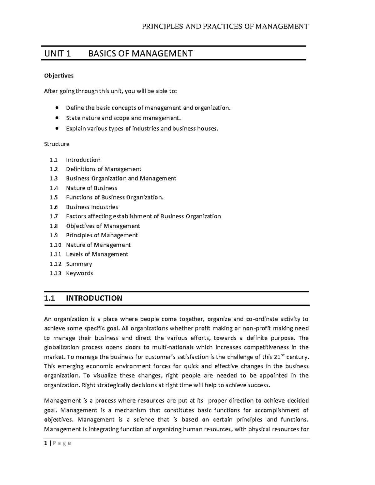 Chapter 1 - decision behavior - UNIT 1 BASICS OF MANAGEMENT Objectives ...