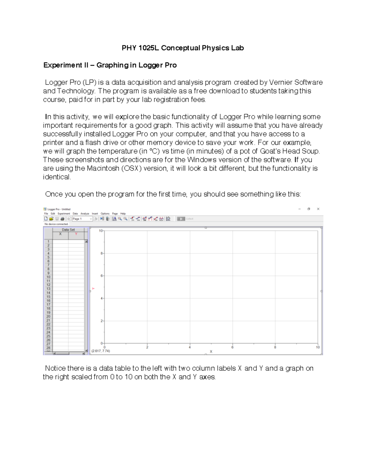 20SP1025L Logger Pro Lab PHY 1025L Conceptual Physics Lab Experiment